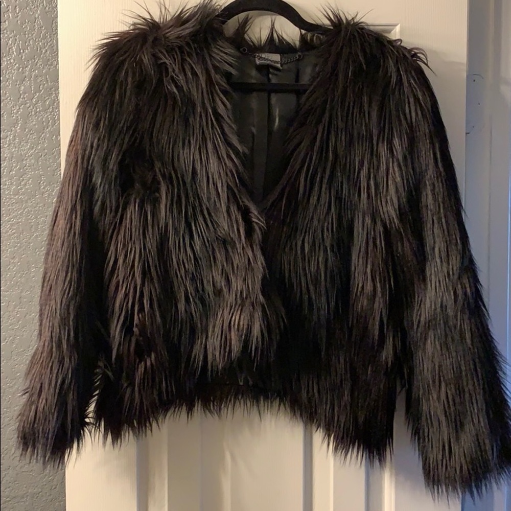 Short Black Fur jacket H&M
